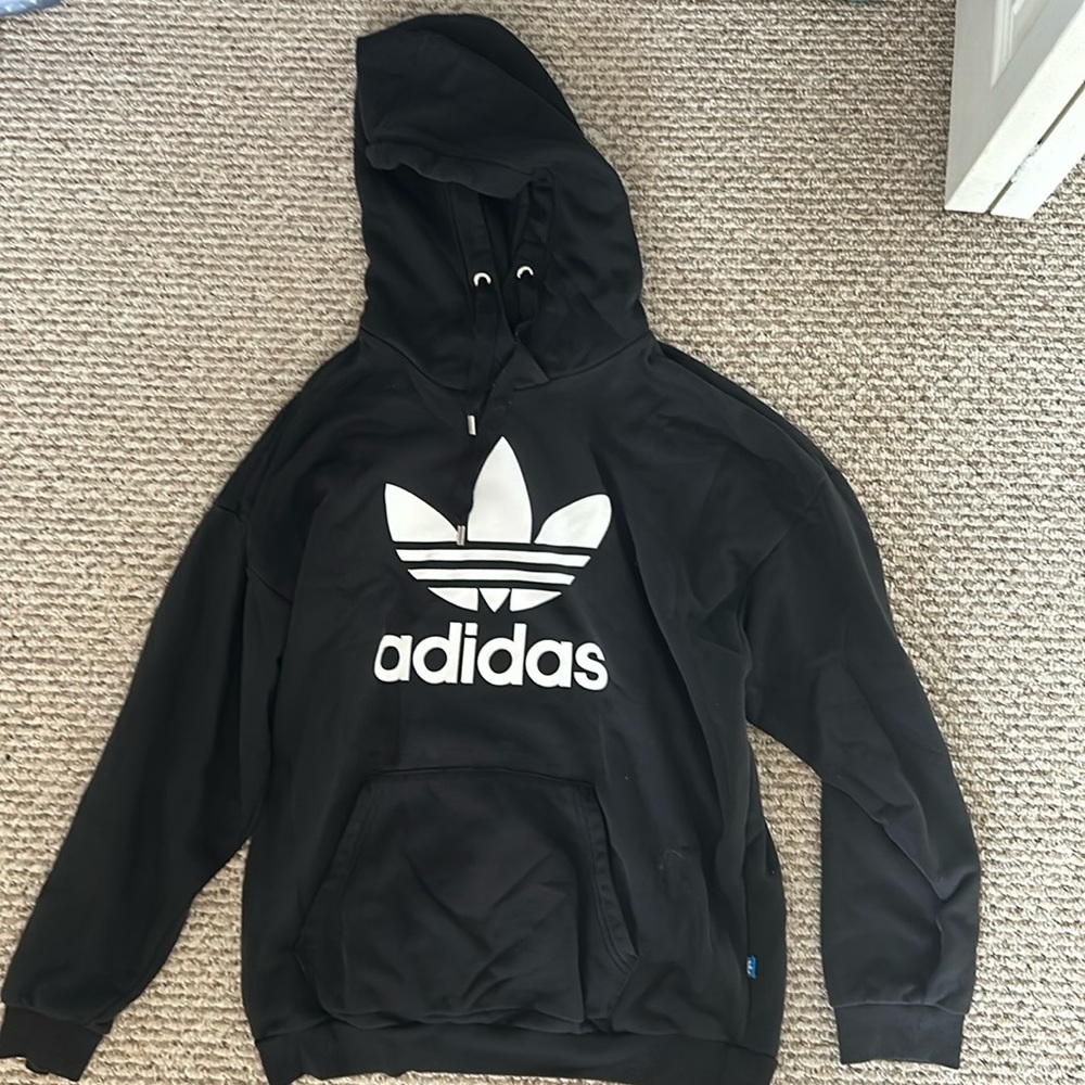 Black adidas trefoil logo hoodie